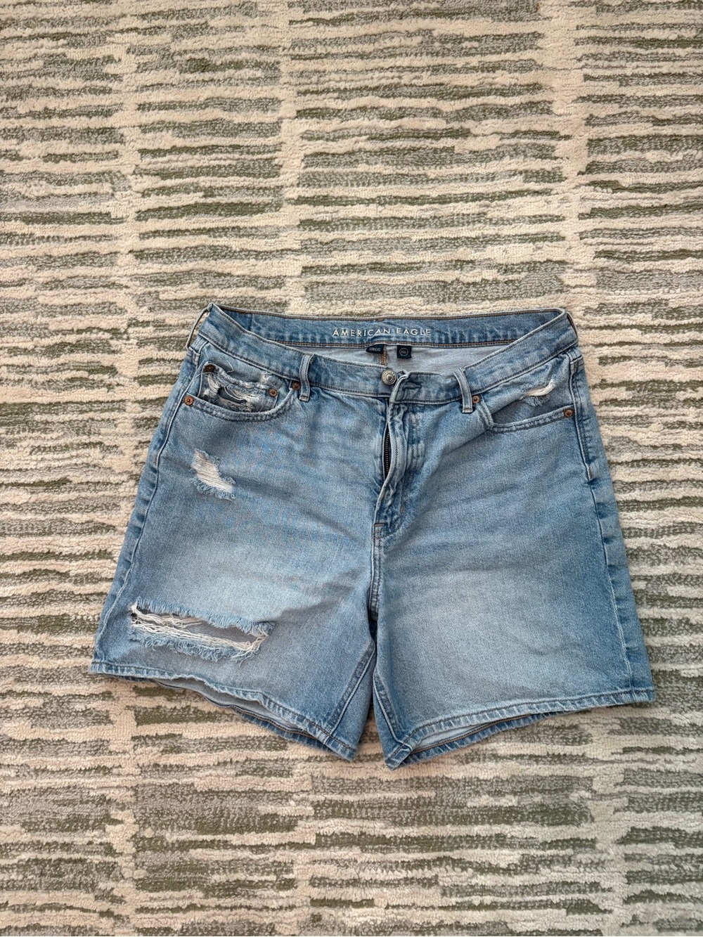 American Eagle Outfitters Light Blue Distressed Denim Shorts